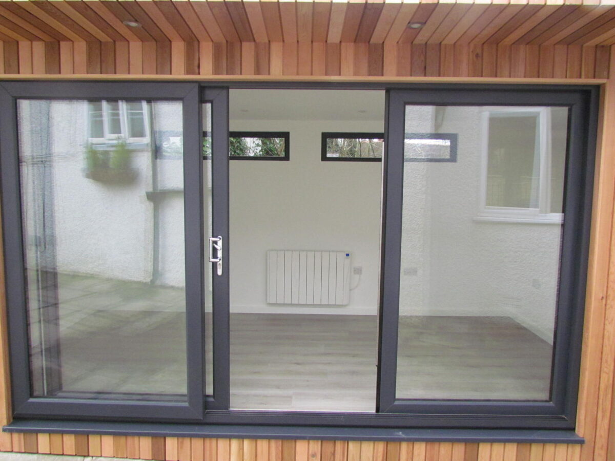 garden room heating electric radiator sliding doors